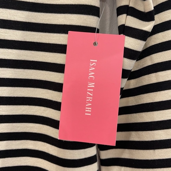NWT Isaac Mizrahi Boatneck Black & Blue Striped Knit Midi Dress Nautical Size S - Picture 3 of 9